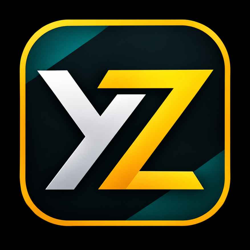 XZ7 Game logo with a simple silver Y and golden 7 on a dark background